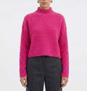 BP. Mock Neck Cropped Sweater Relaxed Fit Knitted Pullover Pink Womens Size L